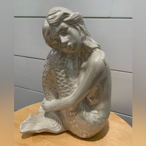 Ceramic White Sitting Mermaid